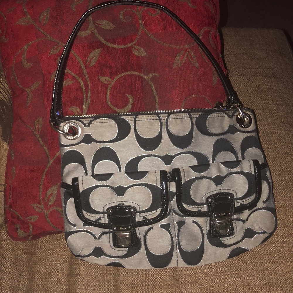 AUTHENTIC Black and grey coach bag. Blue inside